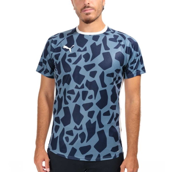 Maglietta Tennis Uomo Puma Puma Teamliga Graphic Camiseta  Navy/China Blue  Navy/China Blue 93909106