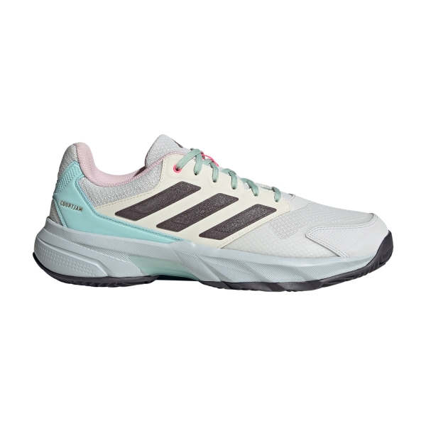 Men`s Tennis Shoes adidas CourtJam Control 3 Clay  Crystal White/Aurora Met/Semi Flash Aqua ID8706