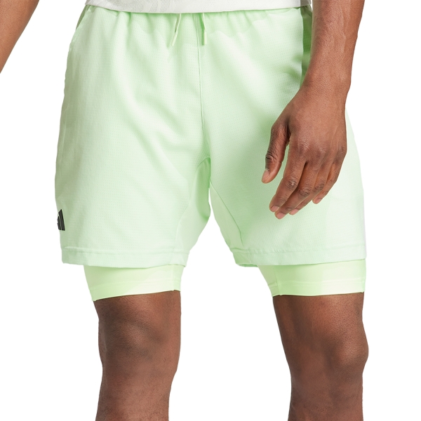 Pantalones Cortos Tenis Hombre adidas HEAT.RDY 2 in 1 7in Shorts  Semi Green Spark IL7380