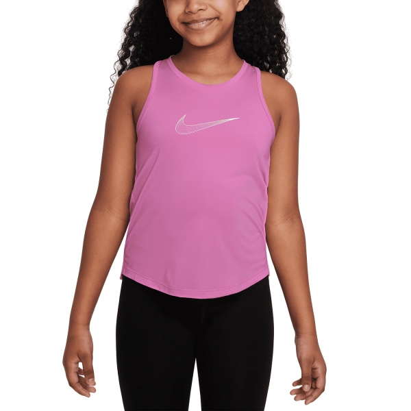 Top e Maglie Girl Nike DriFIT One Canotta Bambina  Playful Pink/White DH5215675