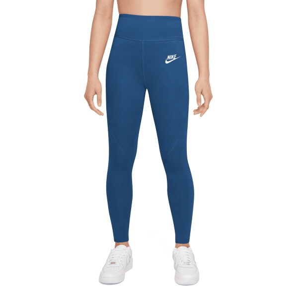 Nike Favorites Logo Girl's Tennis Tights - Court Blue/White