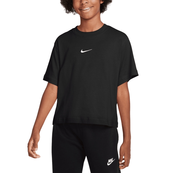 Top and Shirts Girl Nike Swoosh TShirt Girl  Black/White DH5750010