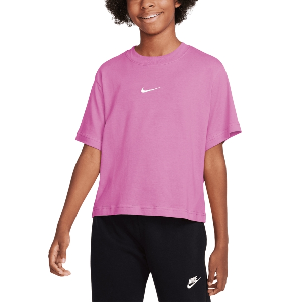 Top and Shirts Girl Nike Swoosh TShirt Girl  Playful Pink/White DH5750615