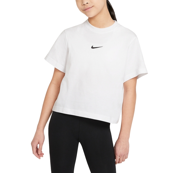 Top and Shirts Girl Nike Swoosh TShirt Girl  White/Black DH5750100
