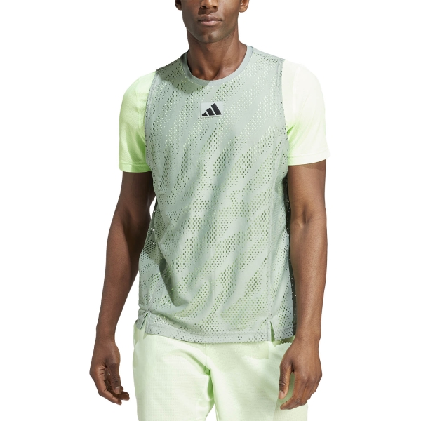 Maglietta Tennis Uomo adidas Pro Layering Maglietta  Silver Green/Green Spark IL7381