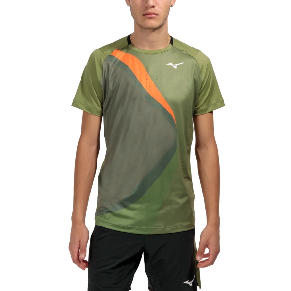 Men's Tennis Shirts Mizuno Release Shadow Graphic TShirt  Calliste Green 62GAA50133