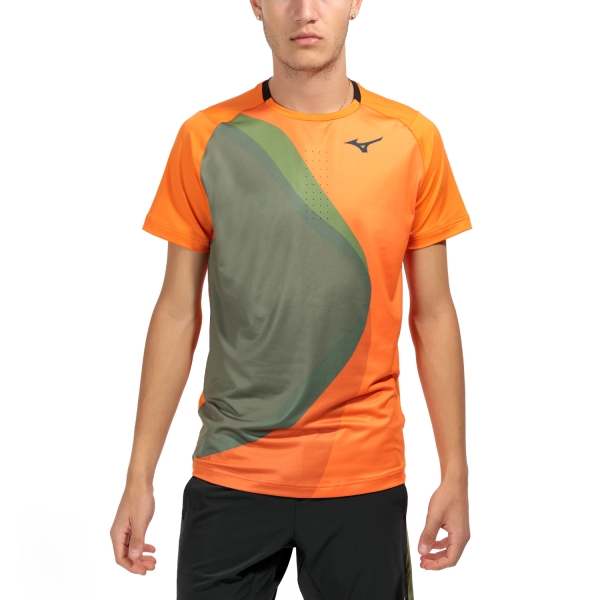 Camisetas de Tenis Hombre Mizuno Release Shadow Graphic Camiseta  Vibrant Orange 62GAA50154
