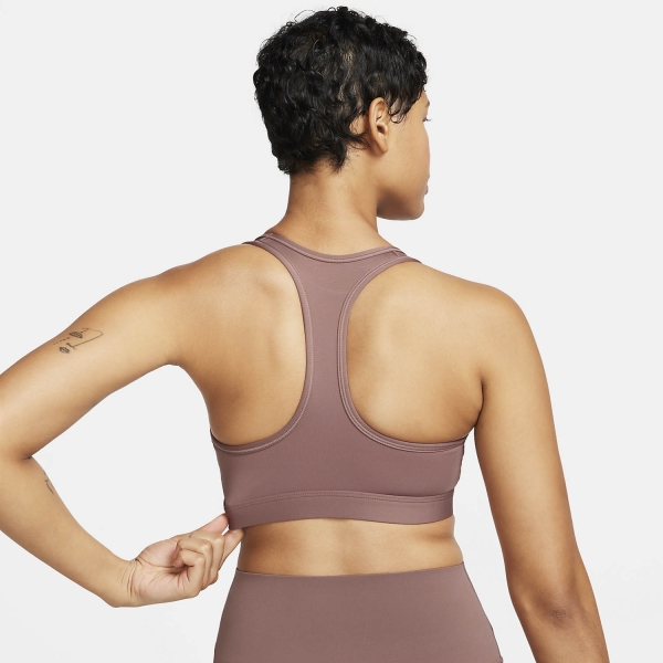 Nike Swoosh Sports Bra - Smokey Mauve/White