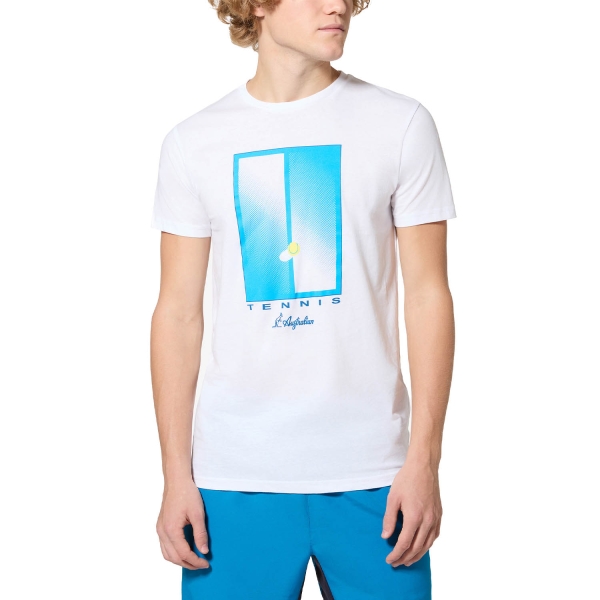 Camisetas de Tenis Hombre Australian Abstract Court Camiseta  Bianco TEUTS0071002