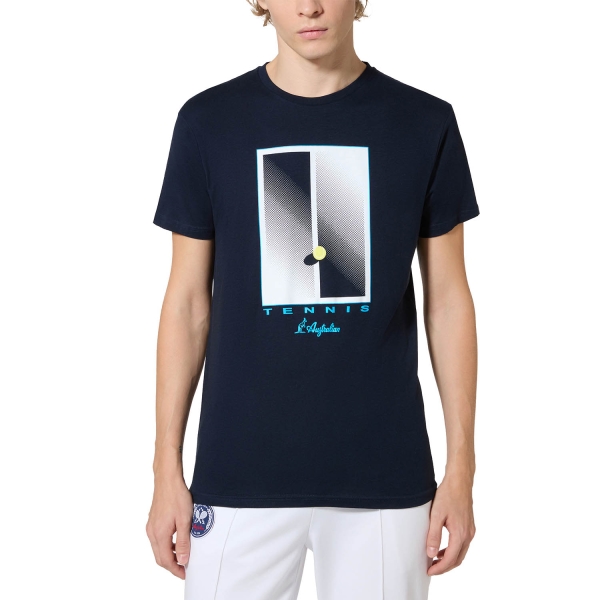 Camisetas de Tenis Hombre Australian Abstract Court Camiseta  Blu Navy TEUTS0071200
