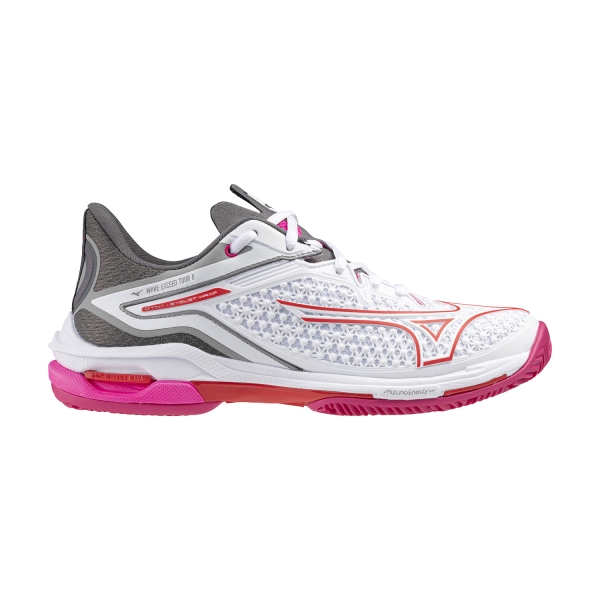 Women`s Tennis Shoes Mizuno Wave Exceed Tour 6 All Court  White/Radiant Red/Quiet Shade 61GC247558