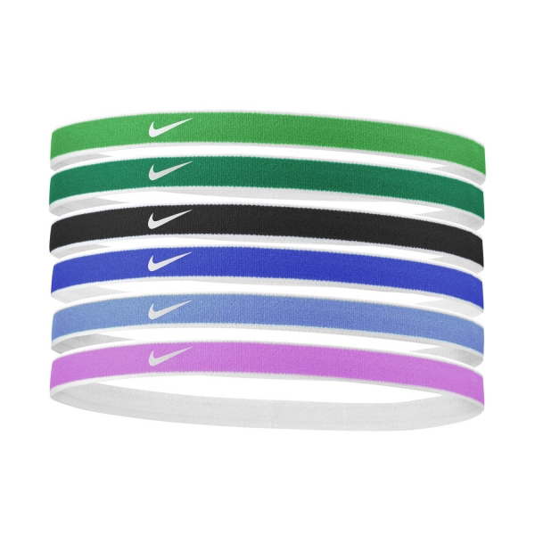 Tennis Headbands Nike Jacquard 2.0 x 6 Mini Hairbands  Stadium Green/Malachite/White N.100.2021.305.OS