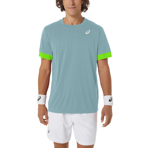 Camisetas de Tenis Hombre Asics Court Camiseta  Teal Tint/Electric Lime 2041A255401