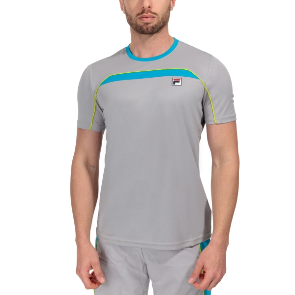 Men's Tennis Shirts Fila Asher TShirt  Silver Scone/Hawaiian Ocean AOM2493078840