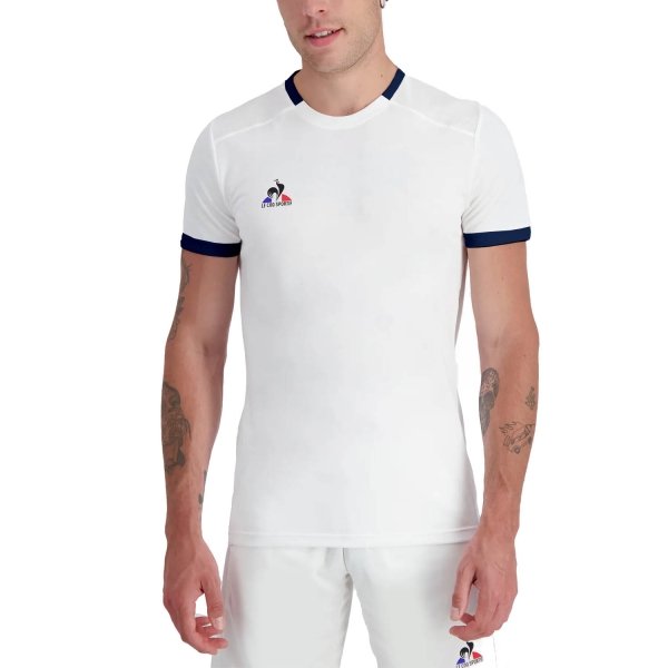 Maglietta Tennis Uomo Le Coq Sportif Court Maglietta  New Optical White/Dress Blues 2320138