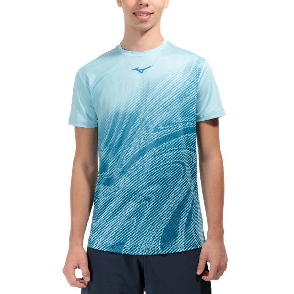 Camisetas de Tenis Hombre Mizuno Charge Shadow Graphic Camiseta  Blue Glow 62GAB00319