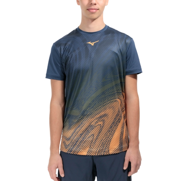 Camisetas de Tenis Hombre Mizuno Charge Shadow Graphic Camiseta  Pageant Blue 62GAB00313