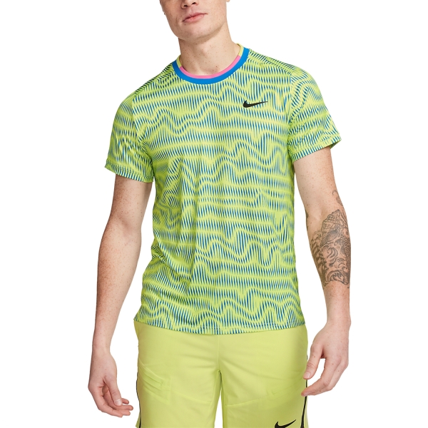 Camisetas de Tenis Hombre Nike DriFIT Advantage Camiseta  Light Lemon Twist/Light Photo Blue/Black FD5323736