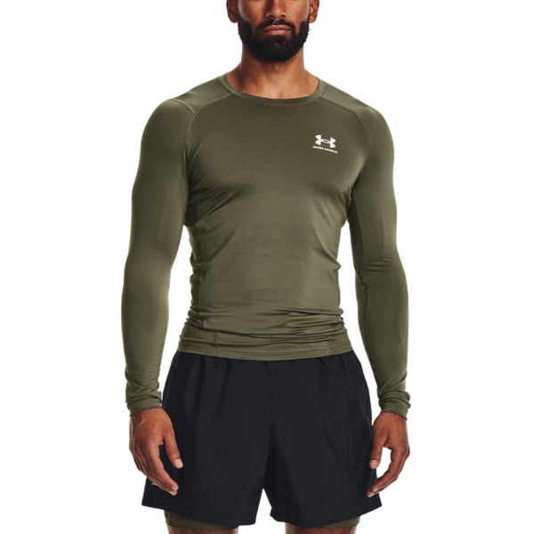 Maglie e Felpe Tennis Uomo Under Armour HeatGear Compression Maglia  Marine Od Green/White 13615240390