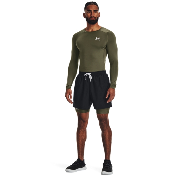 Under Armour HeatGear Compression Shirt - Marine Od Green/White