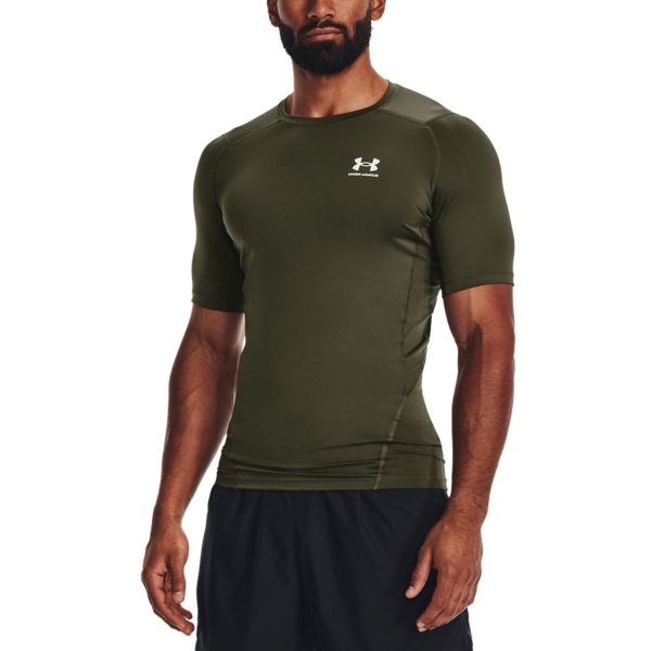 Men's Tennis Shirts Under Armour HeatGear Compression TShirt  Marine Od Green/White 13615180390