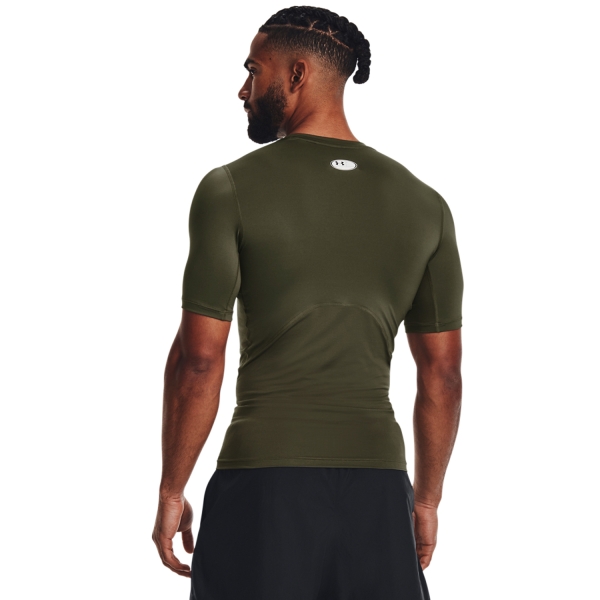 Under Armour HeatGear Compression T-Shirt - Marine Od Green/White