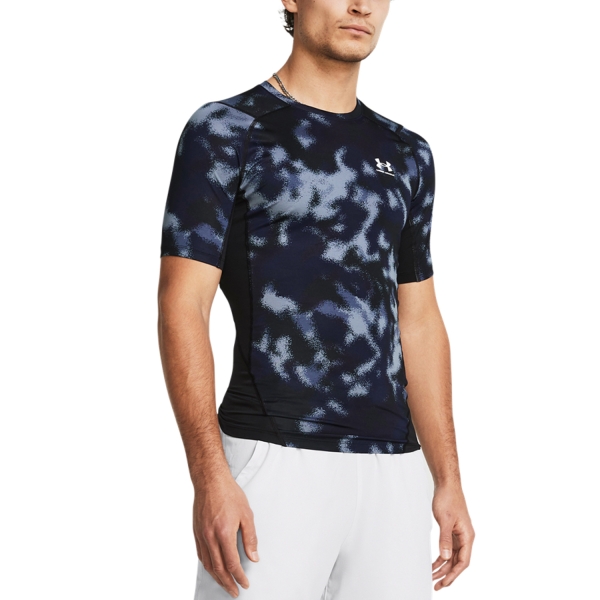 Men's Tennis Shirts Under Armour HeatGear Printed Logo TShirt  Midnight Navy/White 13833210410