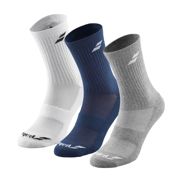 Calze Tennis Babolat Logo x 3 Calze Bambini  White/Estate Blue/Grey 5JB13711033