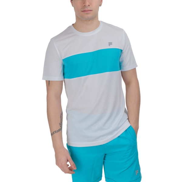 Men's Tennis Shirts Fila Bosse TShirt  White/Scuba Blue XFM2413100401