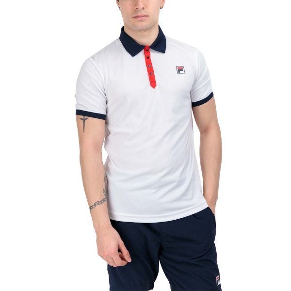 Men's Tennis Polo Fila Dominic Polo  White/Navy FBM2412010151