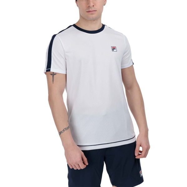 Men's Tennis Shirts Fila Elias TShirt  White/Navy FBM2413010153