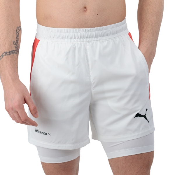 Men's Tennis Shorts Puma Individual TeamGOAL 2 in 1 5in Shorts  White/Active Red 93917925