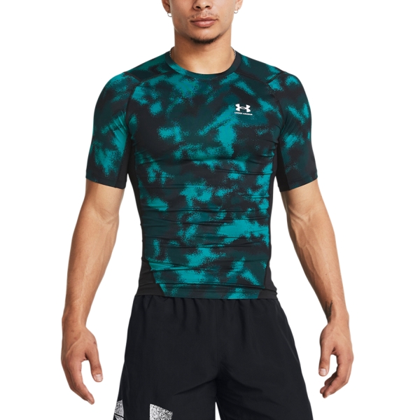 Camisetas de Tenis Hombre Under Armour HeatGear Printed Logo Camiseta  Hydro Teal/White 13833210449