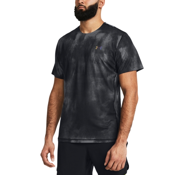 Men's Tennis Shirts Under Armour Rush Vent Printed TShirt  Black 13836690001