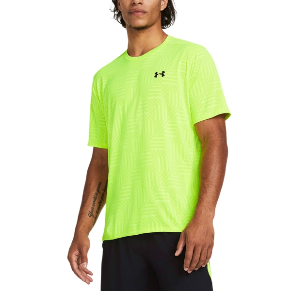 Men's Tennis Shirts Under Armour Tech Vent Geotessa TShirt  High Vis Yellow/Black 13821820731
