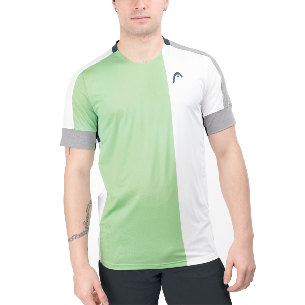 Men's Tennis Shirts Head Play Tech Pro TShirt  White/Celery Green 811714WHCE
