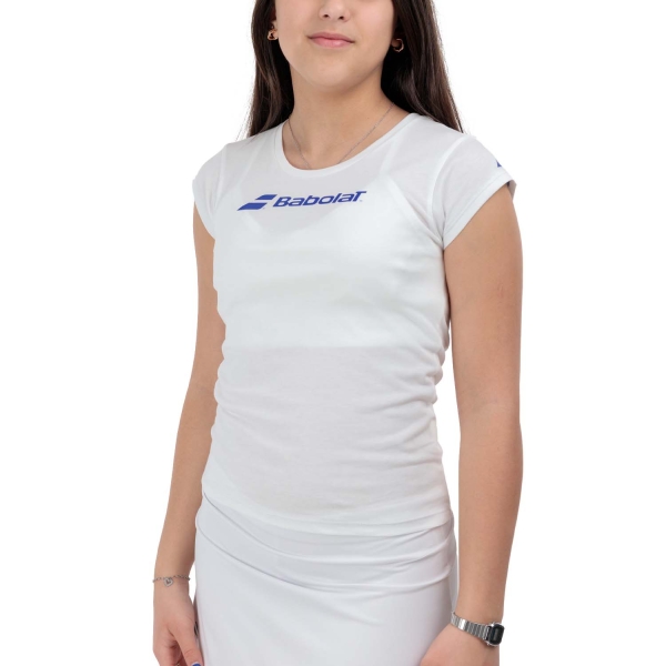 Top and Shirts Girl Babolat Exercise TShirt Girl  White 4GP24411000