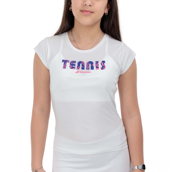 Top and Shirts Girl Babolat Exercise TShirt Girl  White 4GS244441000