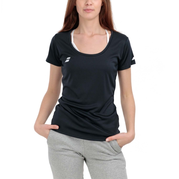 Women`s Tennis T-Shirts and Polos Babolat Play Cap Logo TShirt  Black 3WP20112000