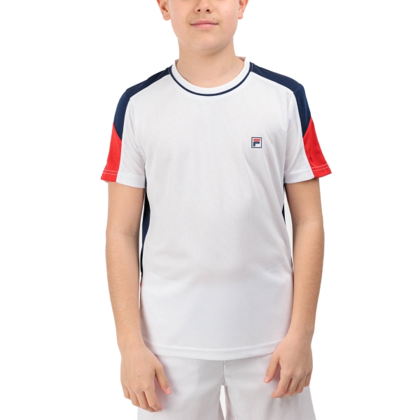 Tennis Polo and Shirts Boy Fila Gabriel TShirt Boy  White/Navy FJL2413020151