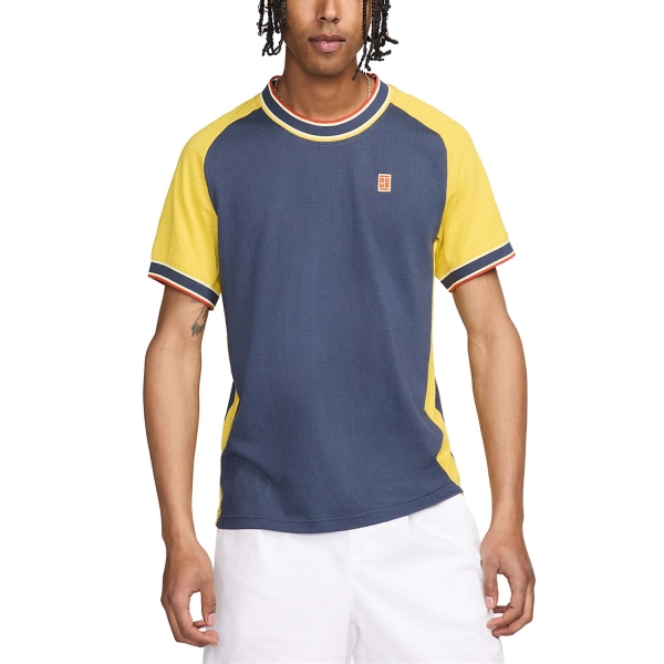 Men's Tennis Shirts Nike Court Heritage Logo TShirt  Thunder Blue/Vivid Sulfur FN0318437