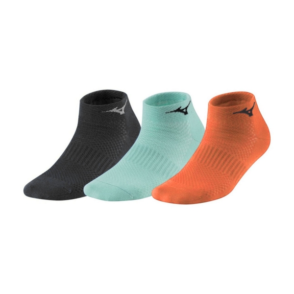 Tennis Socks Mizuno Drylite x 3 Socks  Black/Nasturtium/Eggshell Blue 67UU95079