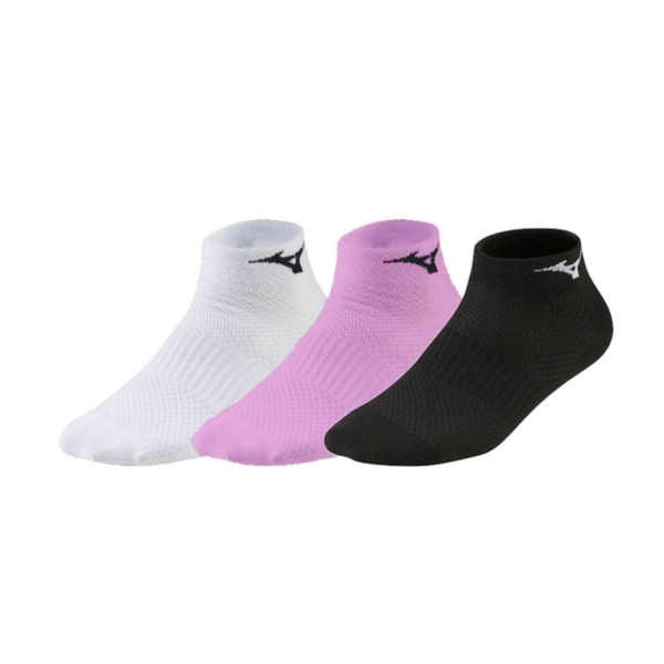 Tennis Socks Mizuno Drylite x 3 Socks  White/Black/Lilac Chiffon 67UU95078