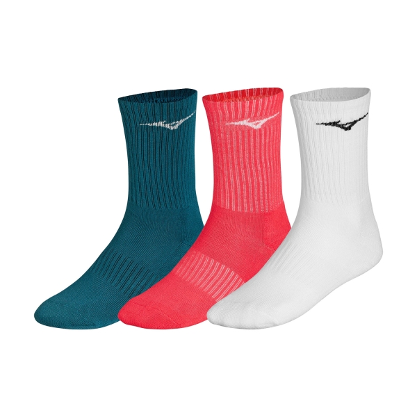 Tennis Socks Mizuno Logo x 3 Socks  White/Radiant Red/Moroccan Blue 32GX2505Z62