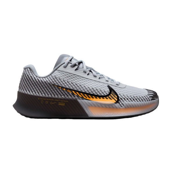 Calzado Tenis Hombre Nike Court Air Zoom Vapor 11 HC  Wolf Grey/Laser Orange/Black DR6966004