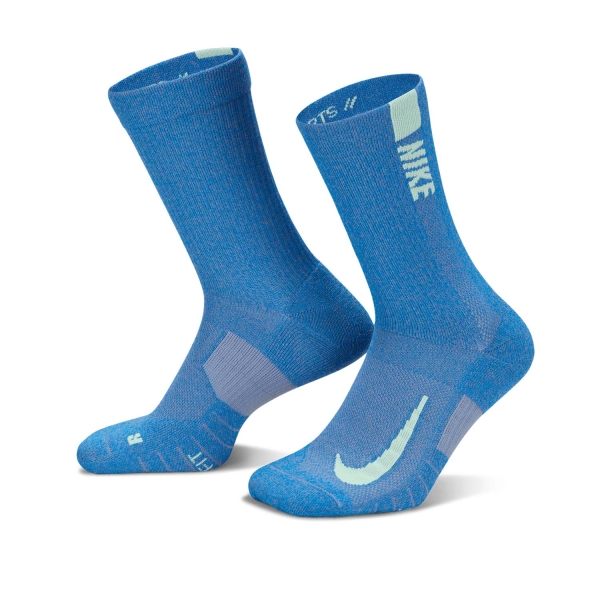 Tennis Socks Nike Multiplier Crew x 2 Socks  Light Blue SX7557991