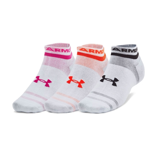 Tennis Socks Under Armour Essential x 3 Socks  White/Phoenix Fire 13829580101