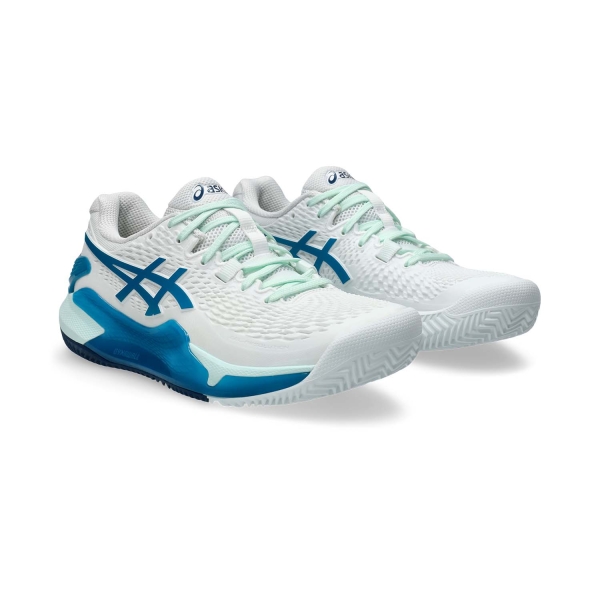Asics Gel Resolution 9 Clay - White/Teal Blue