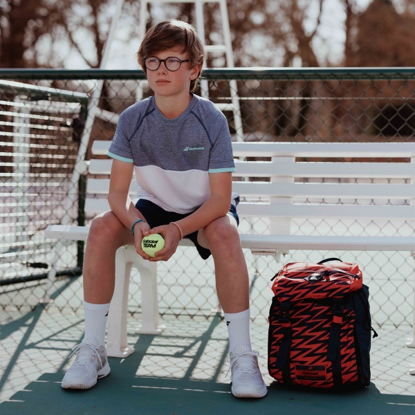 Babolat Play Crew Camiseta Niño - White/Blue Heather