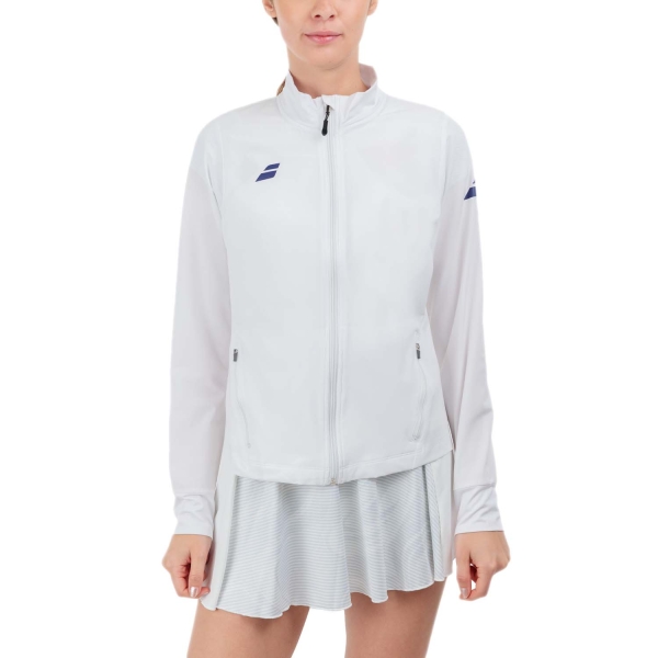 Tennis Women's Jackets Babolat Play Logo Jacket  White 3WP21211000